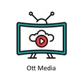 Ott Media Vector Fill outline Icon Design illustration. Online streaming Symbol on White background EPS 10 File Royalty Free Stock Photo