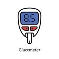 Glucometer Vector fill outline Icon Design illustration. Pharmacy Symbol on White background EPS 10 File