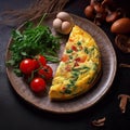 Omelet with mushrooms, spinach and cheese