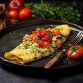 Omelet with mushrooms, spinach and cheese