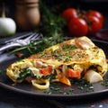 Omelet with mushrooms, spinach and cheese