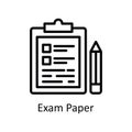 Exam Paper vector outline Icon Design illustration. Educational Technology Symbol on White background EPS 10 File Royalty Free Stock Photo