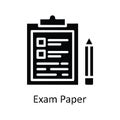 Exam Paper vector solid Icon Design illustration. Educational Technology Symbol on White background EPS 10 File Royalty Free Stock Photo