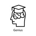 Genius vector outline Icon Design illustration. Human Mentality Symbol on White background EPS 10 File