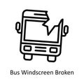 windscreen broken vector Outline Icon Design illustration. Car Accident Symbol on White background EPS 10 File