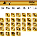 the month of July calendar 2024