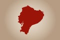 Red colored map design isolated on plain background of the country Ecuador for your design - vector Royalty Free Stock Photo