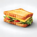 3d illustration cheese sandwich icon.GenerativeAI.