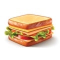 3d illustration cheese sandwich icon.GenerativeAI.