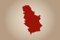 Red colored map design isolated on plain background of the country Serbia for your design - vector