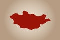 Red colored map design isolated on plain background of the country Mongolia for your design - vector