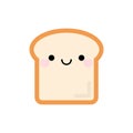 Cute smiling slice toast bread character icon