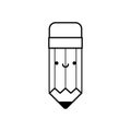 Cute smiling pencil egg cartoon character line icon. Coloring book for children. Vector illustration.