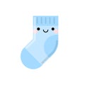 Cute smiling warm sock cartoon character emoji character icon.