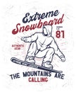 Extreme snowboarding, the mountains are Calling. Vintage Extreme snowboard t-shirt design