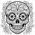 skull vector decorated with floral patterns,motif art skull,skull art for tattoo,eps,editable,ready to print