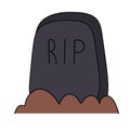 R.I.P gravestone. Halloween tombstone. Grave headstone, graveyard. Cute creepy memorial for death. Flat vector illustration