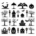Hallo ween icons, set of hallo ween bundle and elements, white background. Vector illustration.