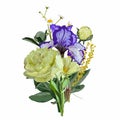 Beautiful spring bouquet. Vector illustration of realistic violet yellow flower bouquet.