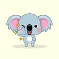 Cute Koala bear character showing thumbs up, like sign, happy, good mood emotion. Vector illustration. Royalty Free Stock Photo