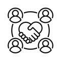 Collaboration vector outline icon style illustration. EPS 10 file Royalty Free Stock Photo
