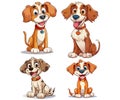 Dog Illustration Set,Funny cartoon dogs characters different breads illustration.