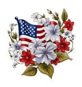 Floral American flag ,American flag with spring flowers. USA independence day. Royalty Free Stock Photo
