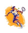 Tennis Player Design, Abstract tennis player with a racket from splash of watercolors Royalty Free Stock Photo