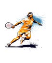 Tennis Player Design, Abstract tennis player with a racket from splash of watercolors Royalty Free Stock Photo