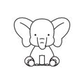 Cute elephant cartoon character isolated on white background. African animal. Coloring book for children. Vector illustration. Royalty Free Stock Photo