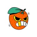 orange fruit cartoon vector logo with angry style