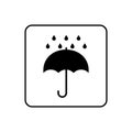 Keep dry umbrella symbol warning sign. Packaging symbol sticker for package box delivery warning.