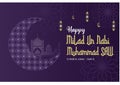 Mawlid al nabi islamic greeting card with arabic calligraphy - Translation of text : Prophet Muhammadâs Birthday