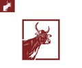 RED LONGHORN BULL IN RECTANGLE LOGO