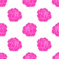 Beautiful pink rose with petals isolated on white background is in Seamless pattern - vector Royalty Free Stock Photo