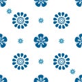 Abstract blue Floral Mandala designs isolated on white background is in Seamless pattern - vector Royalty Free Stock Photo