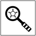 magnifying glass silhouette illustration vector design with police badge.