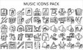 Music and multimedia black outline icons pack