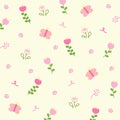 Pink flowers and butterfly for cute floral background, summer wallpaper, sweet fabric print, banner