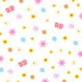 Cute flowers and butterfly pattern for floral background, summer wallpaper