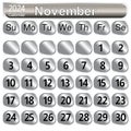 November month calendar 2024 in silver color