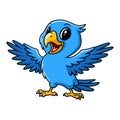 Cute happy blue parrot cartoon Royalty Free Stock Photo