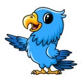 Cute happy blue parrot cartoon Royalty Free Stock Photo