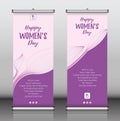 Roll up banner design template vector, abstract background, modern x-banner, rectangle size, International women\'s day Royalty Free Stock Photo