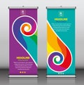 Roll up banner design template vector, abstract background, modern x-banner, rectangle size Royalty Free Stock Photo