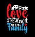 A Motherâs Love Is The Heart Of The Family Motivational Saying Heart Love Mother Gift Tee Graphic