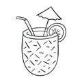 hand drawing style of glass coctails line art icon vector Royalty Free Stock Photo