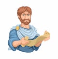 Aristotle Ancient Greek philosopher and polymath Character Cartoon illustration Vector