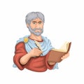 Aristotle Ancient Greek philosopher and polymath Character Cartoon illustration Vector