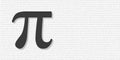 Pi symbol art banner with shadow. Black Pi symbol with a long digits of Pi number on the white background, copy space for text Royalty Free Stock Photo